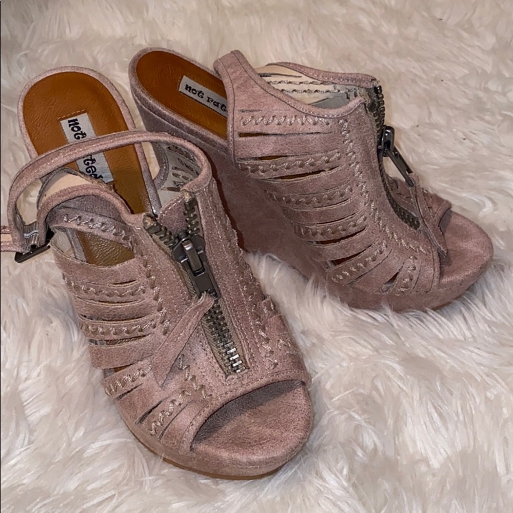 Tan suede wedges